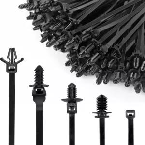 자슬렛 160Pcs 나일론 유니버설 케이블 타이 버클 지퍼 클립 자동차 리벳 푸시 마운트 보트 트레일러