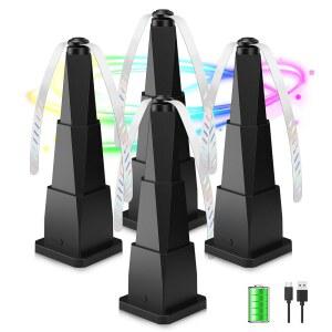 제물리스 테이블 푸드 팬, 2000MAH 휴대용 음식 스피너 리트랙터블, 3단 조절식 실내 실외 팬, 홀로그램 블레이드, 바비큐, 파티, 가정용 주방 팬(4팩)