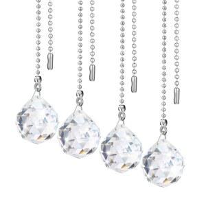 파텔라이 4개 팬 풀 체인 연장 장식품 투명 크리스탈 천장 팬 라이트 체인 연장 크리스탈 커넥터 장식품, 50cm 길이의 조명(순환성)