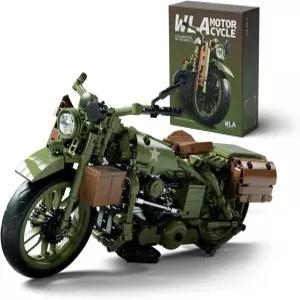 니펠리즈 모터사이클 WLA 모델 장난감 정통 기능이 있는 클래식 군용 자전거 빌딩 세트 수집 가능한