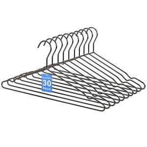 [미국배송] 앰버 홈 30팩 17인치 강력한 블랙 메탈 와이어 옷걸이 헤비 듀티 코트 재킷 셔츠 드레스용 표준 슈트 옷걸이(블랙 30)