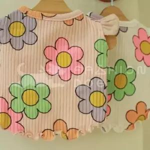[반려] 꽃무늬 여름 키키랄랄 1P 크롭티 티셔츠 강아지 2XL