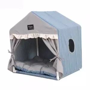[반려] 방석 블루 커튼 1P 숨숨집 강아지 텐트 고양이 하우스