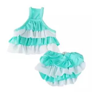 [반려] 강아지 캉캉 1P 상하 수영복 투피스 민트 외출복 패션