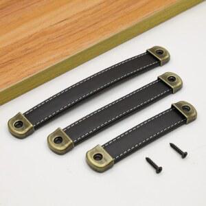 나사 빈티지 아연 합금 사각 캐비닛 당김 가죽 손잡이 부드러운 서랍 96mm 128mm 160mm