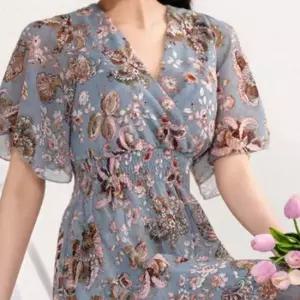 허리밴딩 꽃무늬 가벼운 데일리 롱랩 원피스