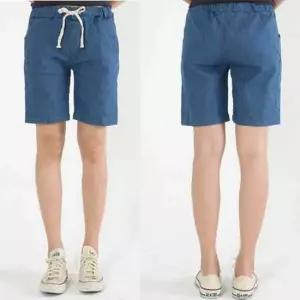 스마트폰 주머니 5부 데님팬츠 허리밴딩 청 반바지