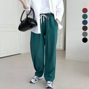 여자 와이드 밴딩 편한 통바지 고무줄 슬랙스 바지