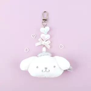 산리오 폼폼푸린 실버 비즈 얼굴 인형 가방고리 키링 5cm