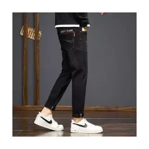 코아픽샵 남자 키작남 배기핏 바지 청 종아리 스판 자수 데일리 스키니 패션 꾹1