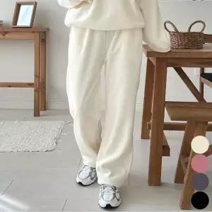 여성 기모안감 뽀글이 방한바지 와이드 팬츠 골지