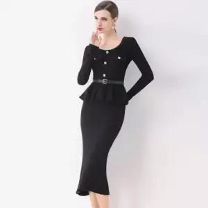 피콜로 여자 데일리룩 원피스 럭셔리정장 슬림핏 럭셔리 투피스 벨트 증정 KUK1