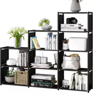 모이핀 책장 조립식 수납 선반 침실 거실 수직 캐비닛 2열 9그리드 다기능 장비 블랙