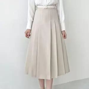 핀턱 여성 플리츠 스커트 여자 주름 롱 치마 벨트포함 플리츠롱치마 여자롱치마 플리츠스커트