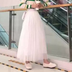 하늘하늘 멋스러운 주름치마 체형커버 롱 샤스커트