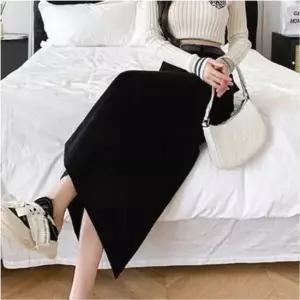 여성 H라인 롱스커트 골덴치마 코듀로이 허리벨트 치마