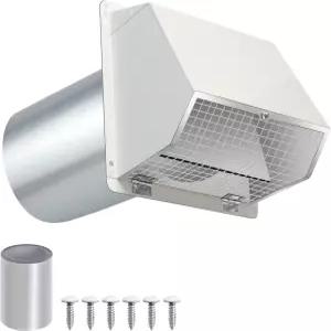 3인치 건조기 통풍구 커버 외부 벽 배기구 욕실 배기용 실외 후드 캡 스크린 및 댐퍼가 있는 갈바니즈드
