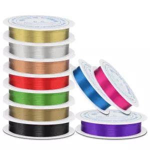 0.5mm 직경 10롤 구리 보석 와이어 제작용 비딩 팔찌 귀걸이 반지 목걸이 꽃 공예 프로젝트 10가지 다양한