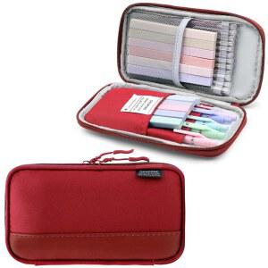 [미국배송] Daerthotk 대용량 펜 케이스 보관 파우치 에스테틱 오피스 박스 마커 남성용 간단하고 튼튼한 다기능 가방 정리함 (빨간색)