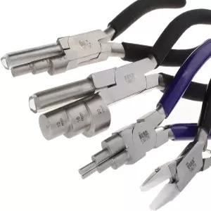 비드스미스 와이어 작업 콤보 - 3가지 다른 래핑 굽힘 플라이어 및 이중 나일론 턱 체인 노즈 주얼리 제작