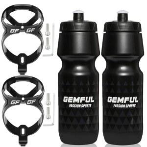 [미국배송] 자전거 홀더가 있는 GEMFUL 물병 750ML MTB 사이클링 스퀴즈 24온스 스포츠 병 2팩