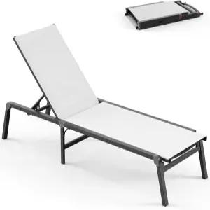 벡스왈스 접이식 라운지 의자 야외 5포지션 리클라이너가 있는 알루미늄 풀 - 조립 없음 파티오 체이스