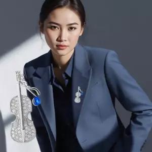 브로치 핀 액세서리 다이아몬드 음표 첼로 옷핀 고급