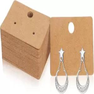 100개 귀걸이 카드 디스플레이 홀더 보석 이어 스터드용 종이 걸이 태그 브라운