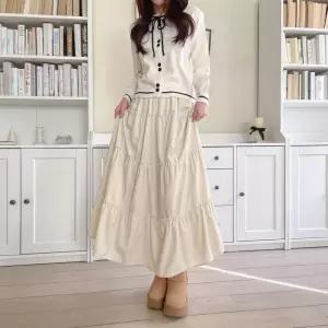 여자 데일리 데이트룩 바캉스 프릴 캉캉 롱스커트