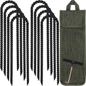 RII 트램펄린 스테이킹 앵커 하이 윈드 헤비 듀티 텐트 12인치 지상 액세서리 T 훅 포함