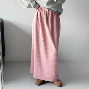 여자 골지 키큰녀 맥시 뒤트임 니트치마 밴딩 롱스커트