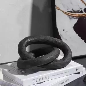 UPWOIGH 블랙 매듭 영감 현대 세라믹 장식 8.07x6.02x8.07 대형 수제 매트 조각으로 커피 테이블 선반 맨텔