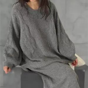 여성 가을 루즈핏 긴팔 니트 스커트 투피스 세트