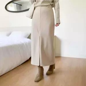 여성 겨울 모직 앞트임 H라인 출근룩 롱 스커트