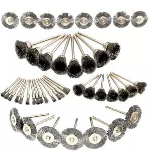 드릴용 45PC 와이어 브러시 세트 스테인리스 스틸 휠 회전 공구 액세서리 녹 제거 연마 샌딩 드레멜 및