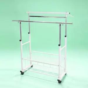 [JED] 옷장 선반 바퀴 이동식 옷걸이 행거 정리 2단 수납