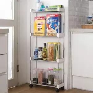 [JED] 정리 4단 틈새 세탁기 수납장 높이조절 선반 냉장고