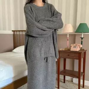 여자 가을 휘뚜루 오버핏긴팔 니트 치마 투피스 세트