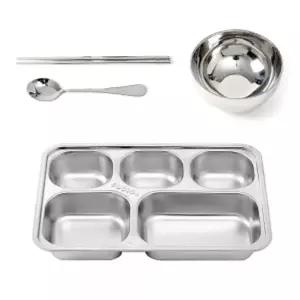 [하프클럽/브이와이]온키친스텐5구식판풀세트(중)숟가락배식판