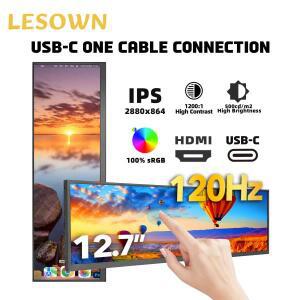 LESOWN 터치 스크린 외부 모니터 12.7 인치 2880×864 LCD PC 하드웨어 디스플레이 Windows 용 IPS 보조 화