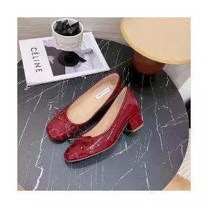 올요아 여자 통굽 단화 메리제인 스트랩힐 양가죽 키높이 미들굽 키작녀 소프트에나멜 슈즈 꾹5