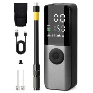 GPUTEK 자전거 전기 에어 펌프: 로드 바이크, 산악 바이크, 전기 바이크, 프레스타, 슈레이더, 던롭 밸브 액세서리를 위한 디지털 압력 게이지가 장착된 150Psi 휴대용 자전거 타이어 펌프