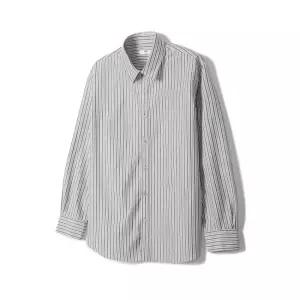 [노티그] 코튼혼방 세미오버핏 투톤 스트라이프 셔츠 핑크_OKG3SHCL105P1