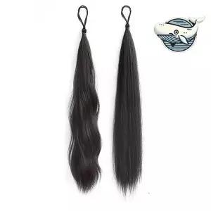 자연스러운 웨이브 핀업 헤어 똥머리 가발