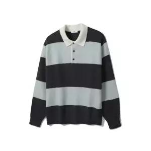 [노티그] 울혼방 부클 티에리 스트라이프 스웨터 그레이_OKA3SWTL102G1