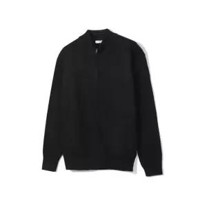 [노티그] 폴리혼방 솔리드 니트집업 블랙_OKW2SWZU201K1