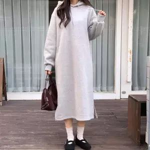 [문에이블]문에이블 여자 여성 겨울 루즈핏 따뜻한 데일리룩 기본 무지 기모 후드 긴