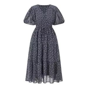 [미니멈에브리데이][미니멈 에브리데이]잔꽃 퍼프 소매 티어드 반팔 롱 원피스 (EC2OW