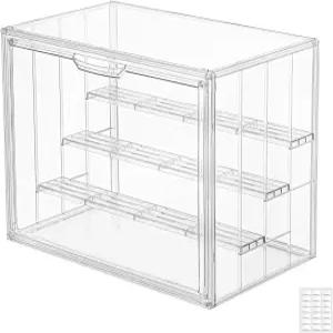 투명 아크릴 디스플레이 케이스 업그레이드 3개의 이동식 칸막이가 있는 4단 피규어 수집품용 마그네틱