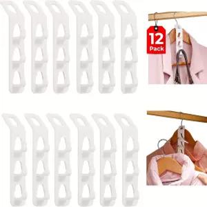 NuSail 3 후크 옷걸이 커넥터 견고한 플라스틱 공간 절약 행거 홀더 있는 수직 옷장 계단식 정리함 12 개